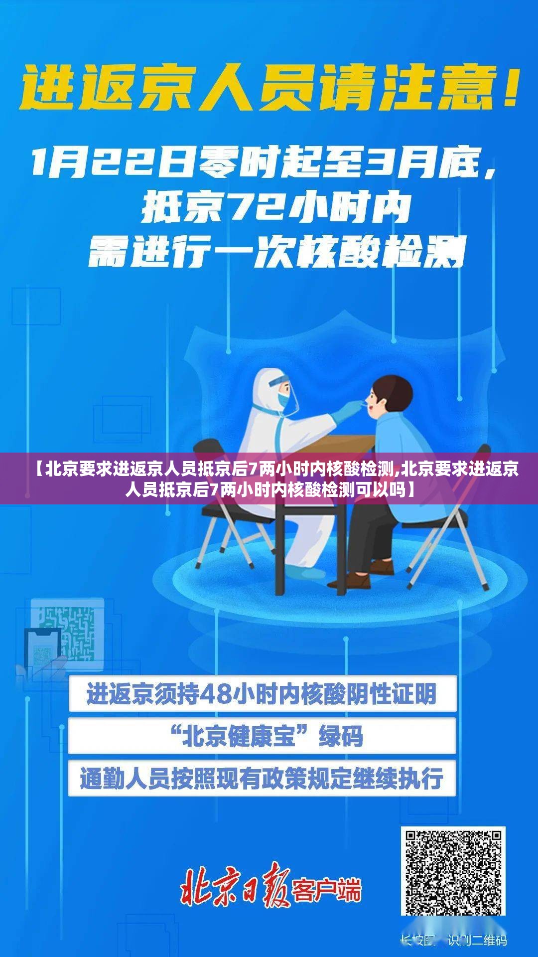 【北京要求进返京人员抵京后7两小时内核酸检测,北京要求进返京人员抵京后7两小时内核酸检测可以吗】