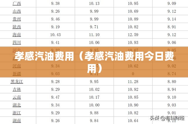 孝感汽油费用（孝感汽油费用今日费用）