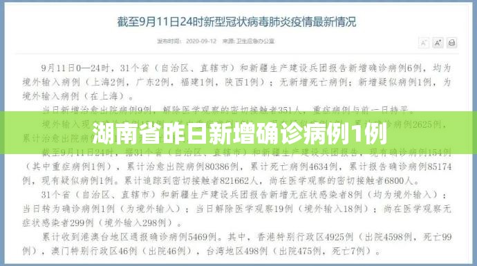 湖南省昨日新增确诊病例1例(湖南新增病例通报) 湖南省昨日新增确诊病例1例(湖南新增病例通报)