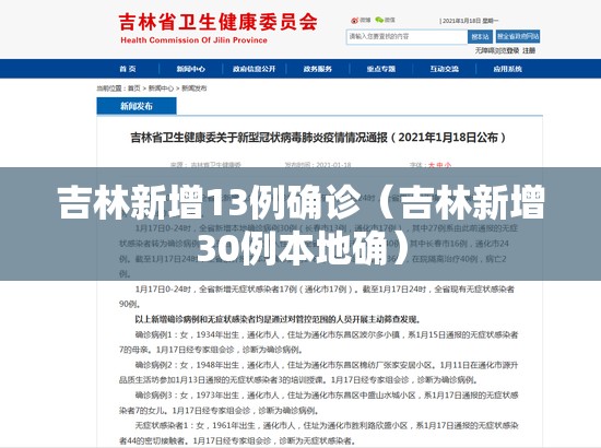 吉林新增13例确诊（吉林新增30例本地确）