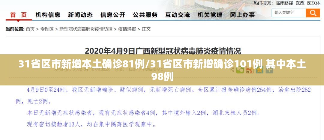31省区市新增本土确诊81例/31省区市新增确诊101例 其中本土98例
