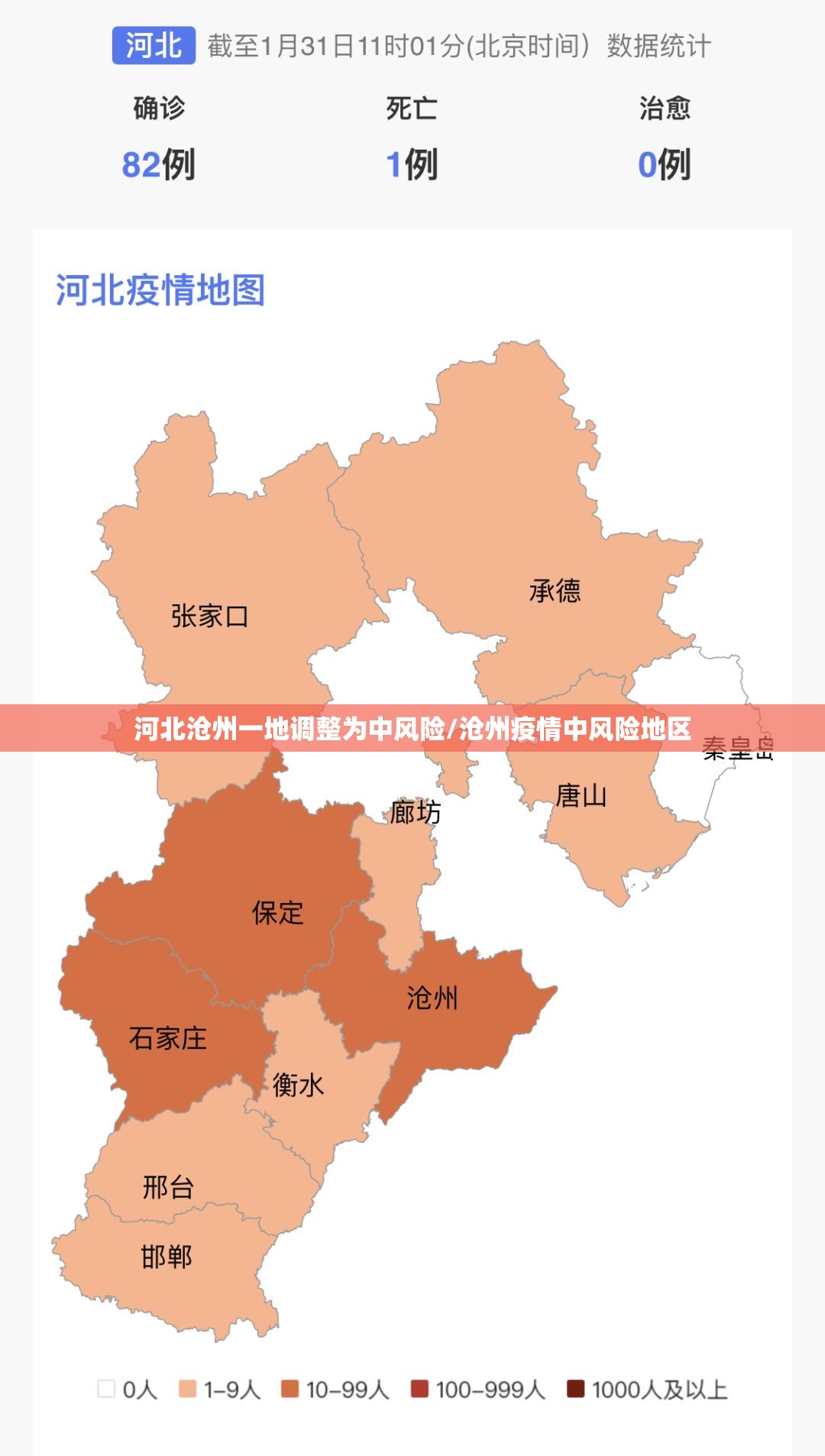 河北沧州一地调整为中风险/沧州疫情中风险地区
