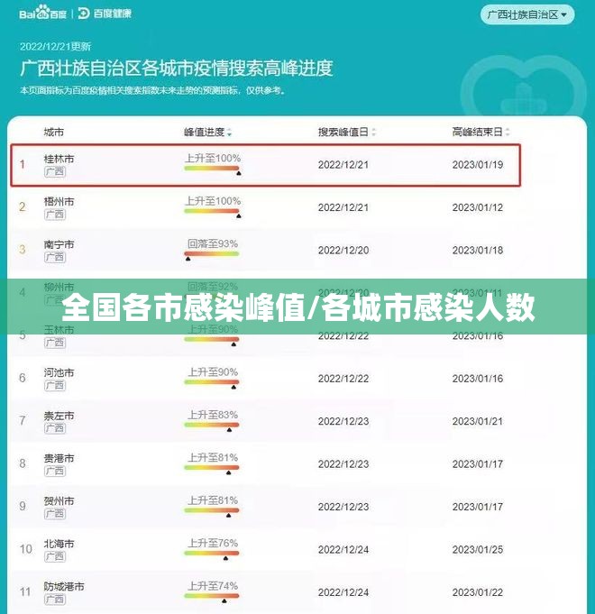 全国各市感染峰值/各城市感染人数