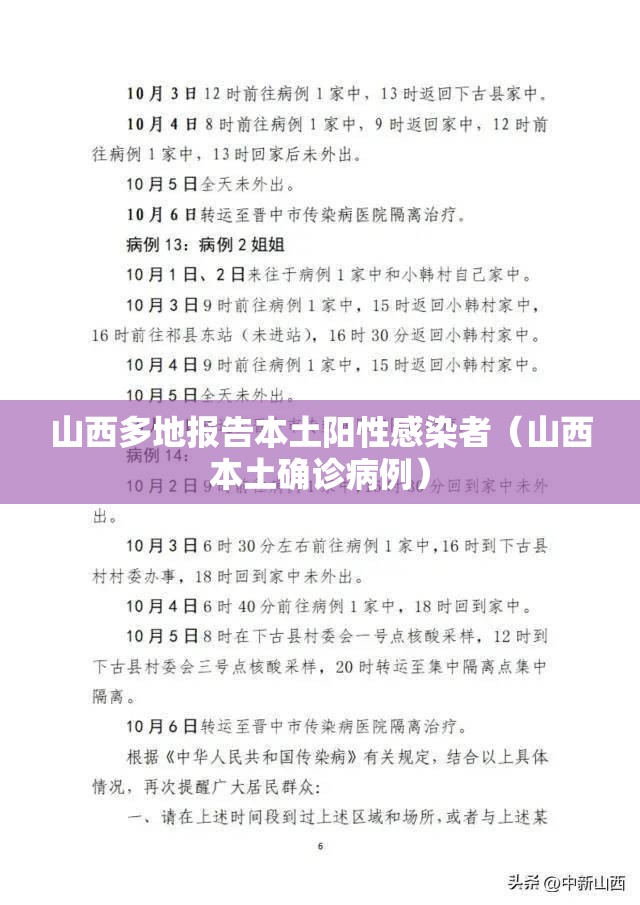 山西多地报告本土阳性感染者(山西本土确诊病例) 山西多地报告本土阳性感染者(山西本土确诊病例)