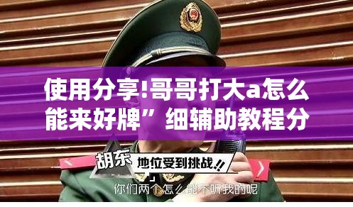使用分享!哥哥打大a怎么能来好牌”细辅助教程分享