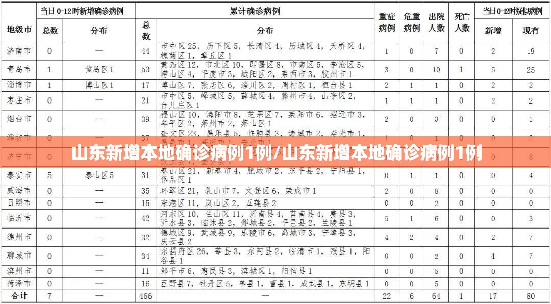 山东新增本地确诊病例1例/山东新增本地确诊病例1例