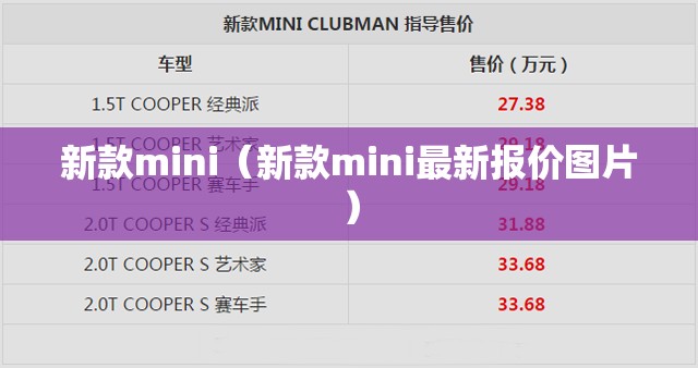 新款mini（新款mini最新报价图片）