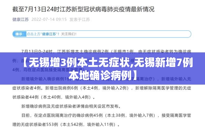 【无锡增3例本土无症状,无锡新增7例本地确诊病例】
