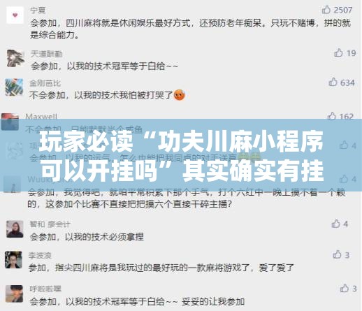 玩家必读“功夫川麻小程序可以开挂吗”其实确实有挂