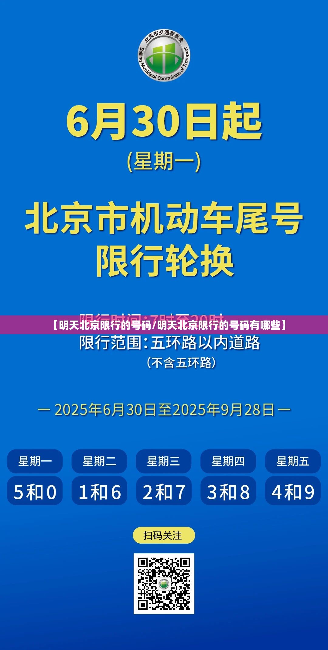 【明天北京限行的号码/明天北京限行的号码有哪些】