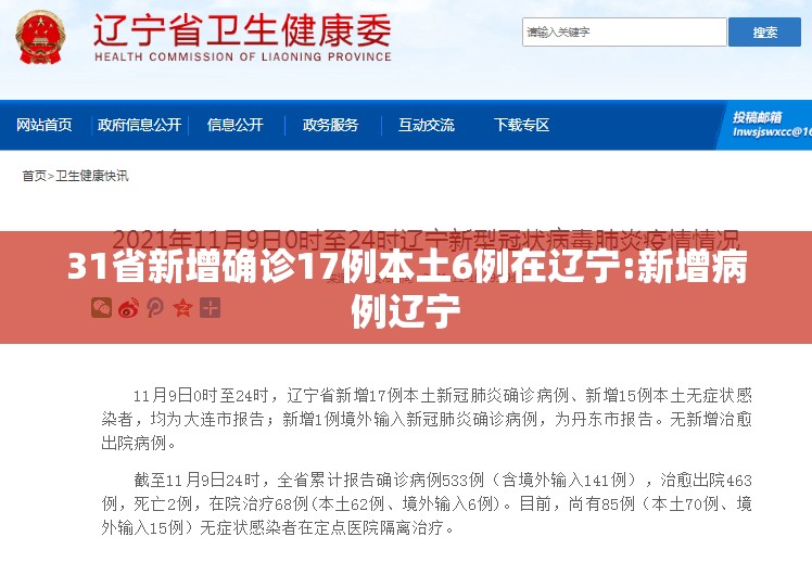 31省新增确诊17例本土6例在辽宁:新增病例辽宁 31省新增确诊17例本土6例在辽宁:新增病例辽宁