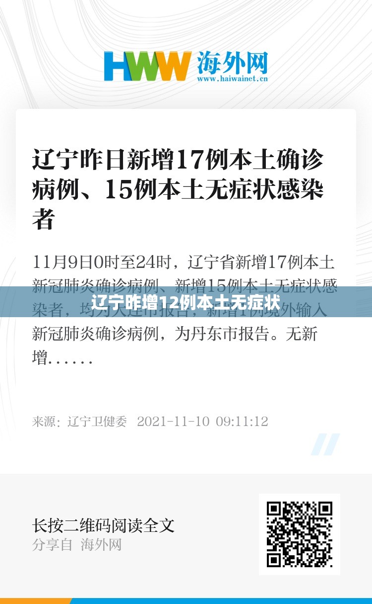辽宁昨增12例本土无症状/辽宁新增3例无症状感染者
