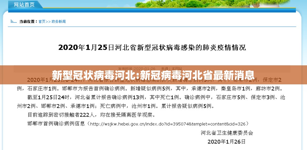 新型冠状病毒河北:新冠病毒河北省最新消息