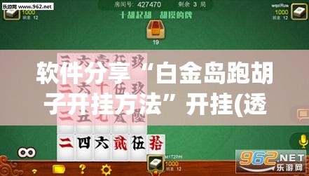 软件分享“白金岛跑胡子开挂方法”开挂(透视)最新辅助详细