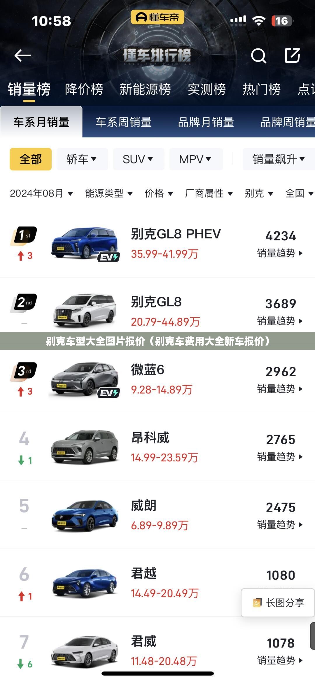 别克车型大全图片报价（别克车费用大全新车报价）