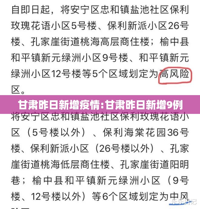 甘肃昨日新增疫情:甘肃昨日新增9例