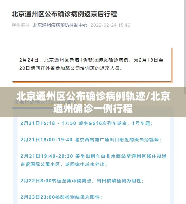 北京通州区公布确诊病例轨迹/北京通州确诊一例行程