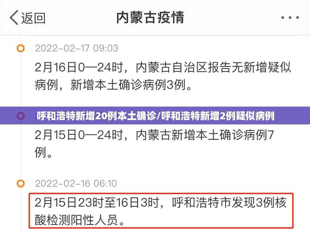 呼和浩特新增20例本土确诊/呼和浩特新增2例疑似病例