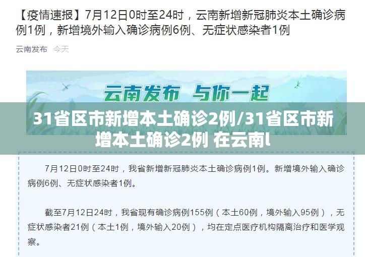 31省区市新增本土确诊2例/31省区市新增本土确诊2例 在云南l 31省区市新增本土确诊2例/31省区市新增本土确诊2例 在云南l