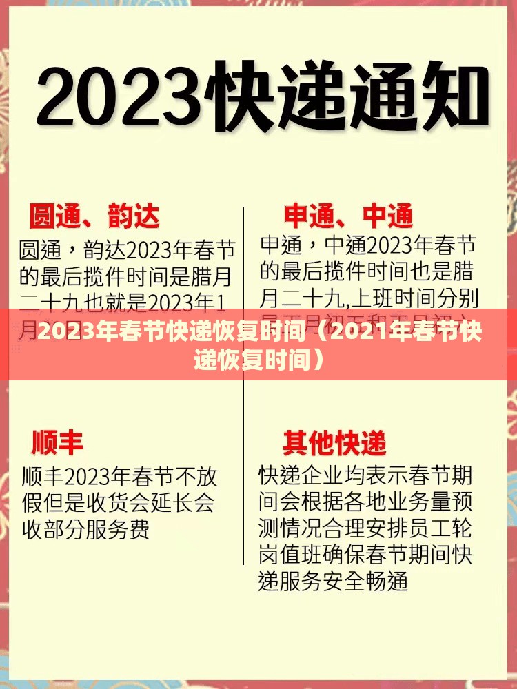 2023年春节快递恢复时间(2021年春节快递恢复时间) 2023年春节快递恢复时间(2021年春节快递恢复时间)