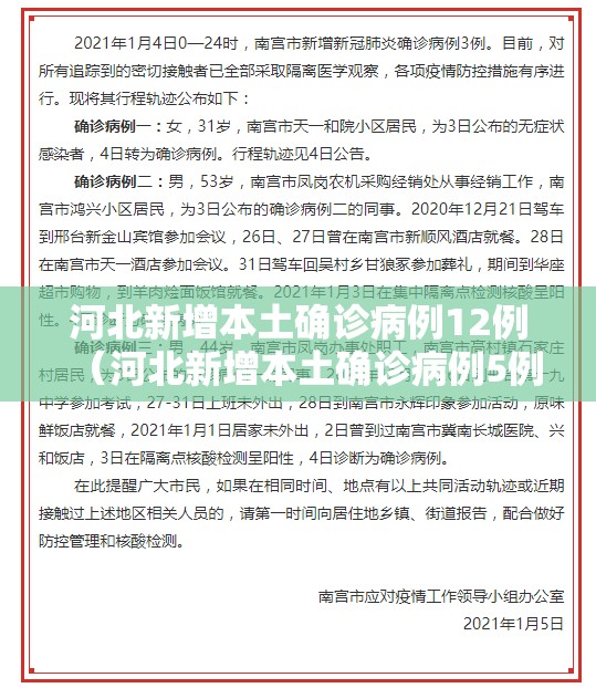 河北新增本土确诊病例12例(河北新增本土确诊病例5例) 河北新增本土确诊病例12例(河北新增本土确诊病例5例)