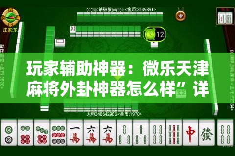 玩家辅助神器：微乐天津麻将外卦神器怎么样”详细开挂教程