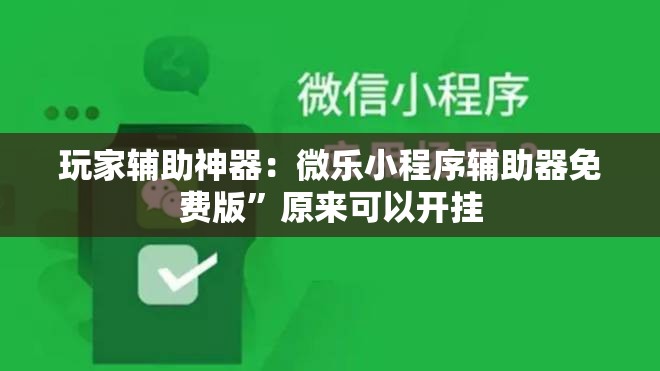 玩家辅助神器：微乐小程序辅助器免费版”原来可以开挂