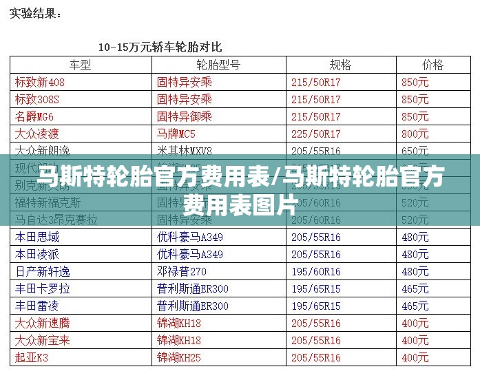 马斯特轮胎官方费用表/马斯特轮胎官方费用表图片