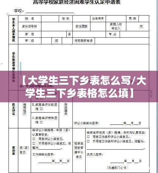 【大学生三下乡表怎么写/大学生三下乡表格怎么填】
