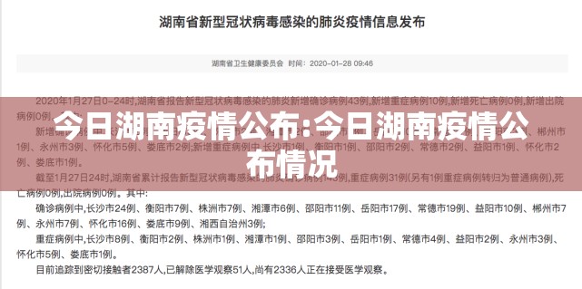 今日湖南疫情公布:今日湖南疫情公布情况 今日湖南疫情公布:今日湖南疫情公布情况