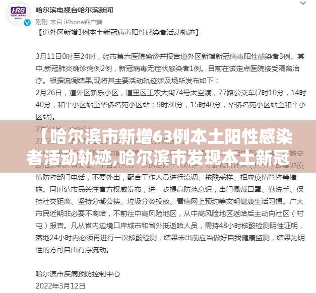 【哈尔滨市新增63例本土阳性感染者活动轨迹,哈尔滨市发现本土新冠肺炎阳性感染者】