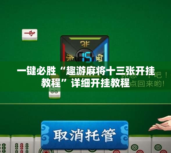 一键必胜“趣游麻将十三张开挂教程”详细开挂教程