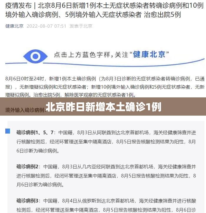 北京昨日新增本土确诊1例（北京昨日新增病例行动轨迹）