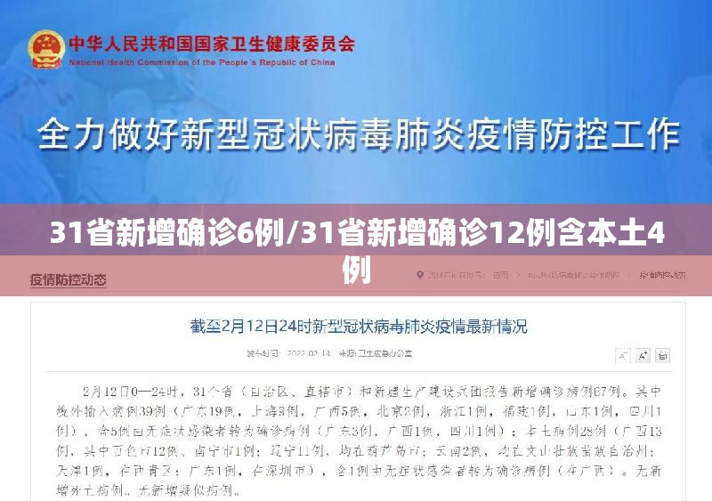 31省新增确诊6例/31省新增确诊12例含本土4例
