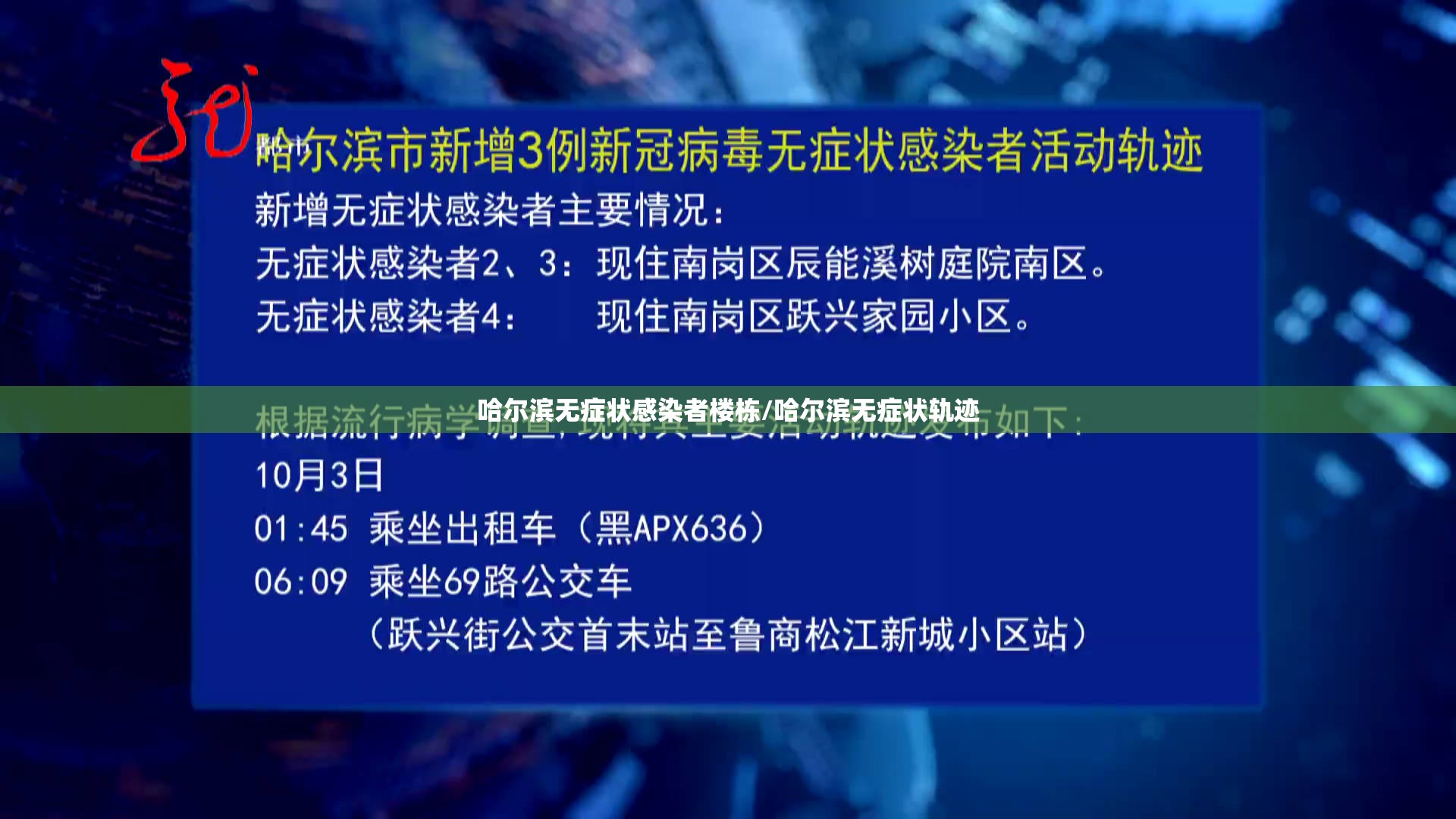 哈尔滨无症状感染者楼栋/哈尔滨无症状轨迹