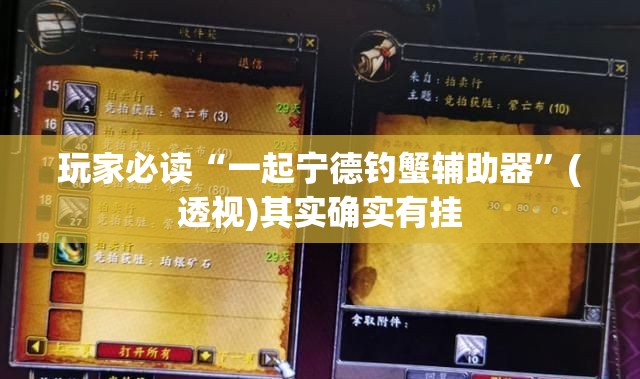 玩家必读“一起宁德钓蟹辅助器”(透视)其实确实有挂