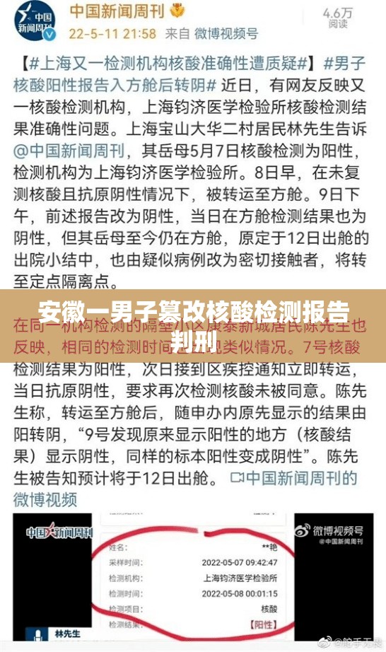 【安徽一男子篡改核酸检测报告判刑,为回国,女子篡改核酸检测结果为“阴性”!被判刑一年】