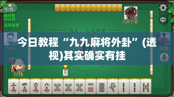 今日教程“九九麻将外卦	”(透视)其实确实有挂