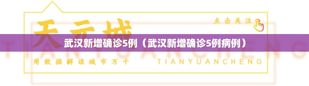 武汉新增确诊5例（武汉新增确诊5例病例）