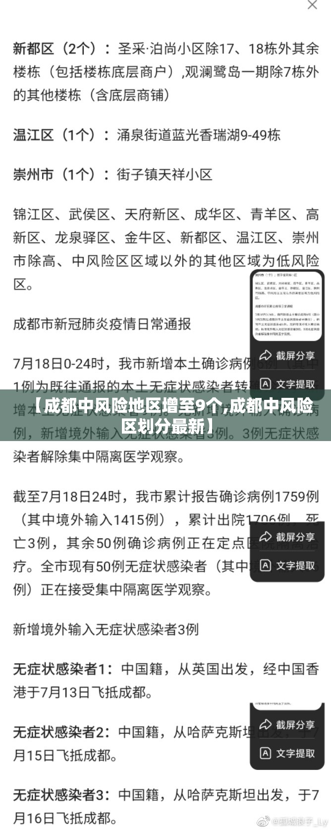 【成都中风险地区增至9个,成都中风险区划分最新】