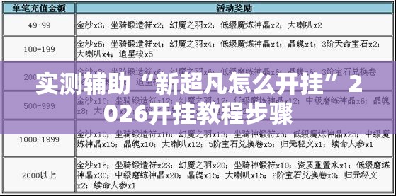 实测辅助“新超凡怎么开挂”2026开挂教程步骤