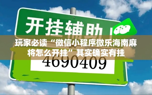 玩家必读“微信小程序微乐海南麻将怎么开挂”其实确实有挂