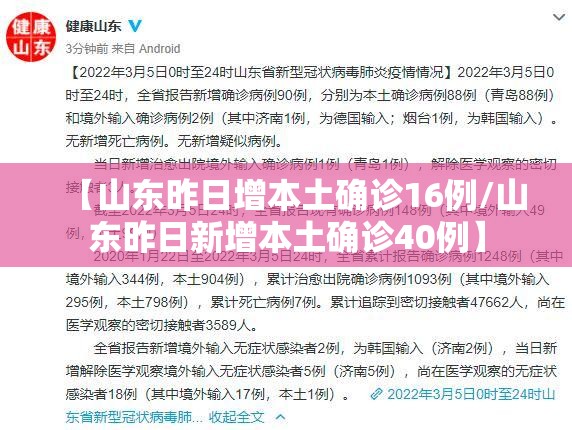 【山东昨日增本土确诊16例/山东昨日新增本土确诊40例】 【山东昨日增本土确诊16例/山东昨日新增本土确诊40例】