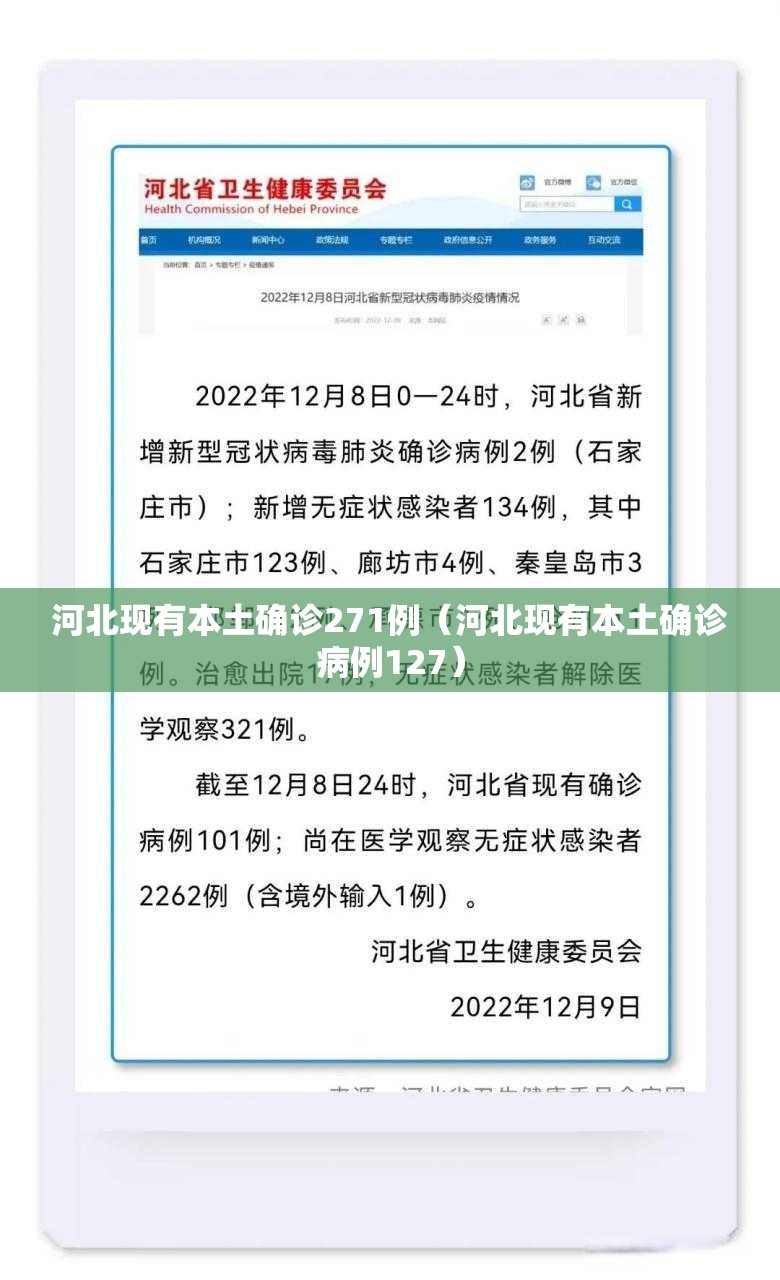 河北现有本土确诊271例（河北现有本土确诊病例127）