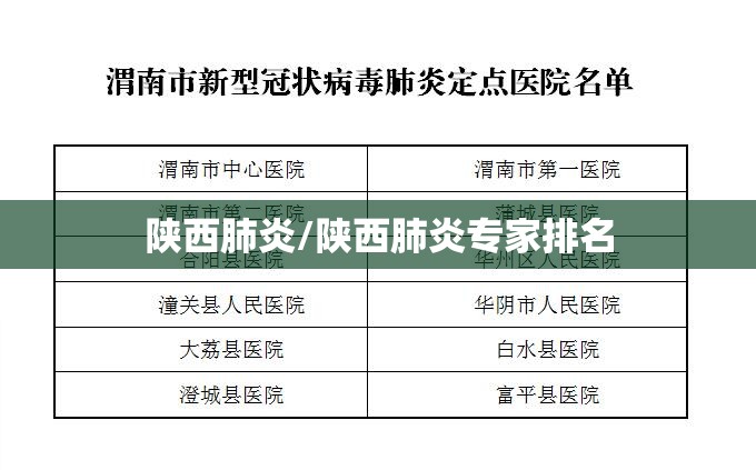 陕西肺炎/陕西肺炎专家排名