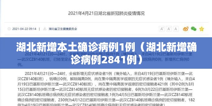 湖北新增本土确诊病例1例(湖北新增确诊病例2841例) 湖北新增本土确诊病例1例(湖北新增确诊病例2841例)