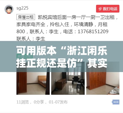 可用版本“浙江闲乐挂正规还是仿”其实确实有挂