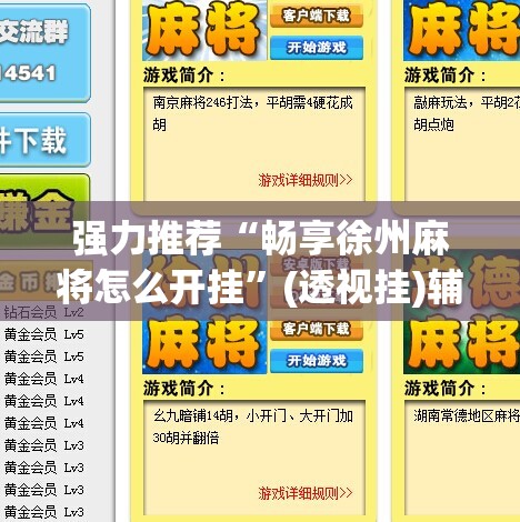 强力推荐“畅享徐州麻将怎么开挂”(透视挂)辅助下载教程