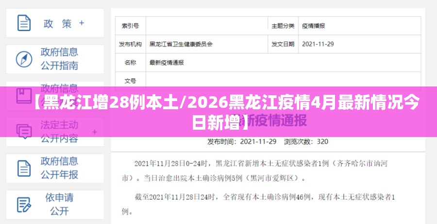 【黑龙江增28例本土/2026黑龙江疫情4月最新情况今日新增】