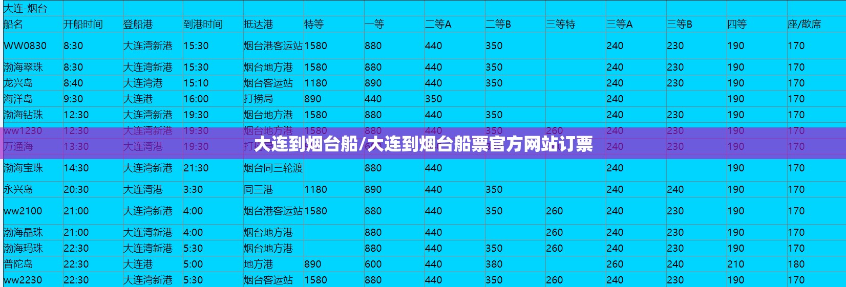 大连到烟台船/大连到烟台船票官方网站订票
